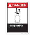 Signmission ANSI Danger Sign, Falling Material, 18in X 12in Decal, 12" H, 18" W, Landscape, Falling Material OS-DS-D-1218-L-19847